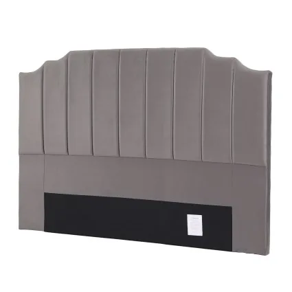 Artiss Vela Velvet Bed Headboard King 183cm Grey Velvet Upholstered 8cm Foam Solid Timber Frame Breathable Back