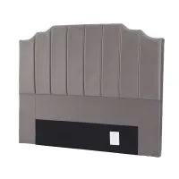 Artiss Vela Velvet Queen Bed Headboard 153cm Grey Channelled Art Deco Design Sturdy Solid Timber Frame