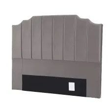 Artiss Vela Velvet Queen Bed Headboard 153cm Grey Channelled Art Deco Design Sturdy Solid Timber Frame