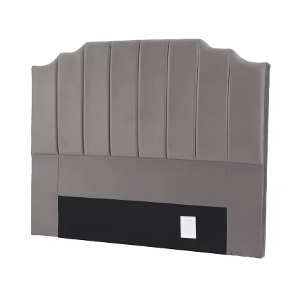 Artiss Vela Velvet Queen Bed Headboard 153cm Grey Channelled Art Deco Design Sturdy Solid Timber Frame