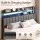 Artiss King Upholstered Headboard with Charging Station Two-Tier Storage Shelves and RGB LED Lighting Black and Dark Grey