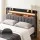 Artiss Queen Upholstered Storage Headboard with Charging Station and RGB LED Lighting Black and Dark Grey