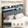 Artiss Queen Upholstered Storage Headboard with Charging Station and RGB LED Lighting Black and Dark Grey
