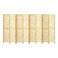 Artiss 8 Panel Room Divider Screen 325x170cm Clover Natural - Pine Wood & Non-Woven Fabric, Eco-Friendly, Foldable