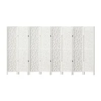 Artiss 8 Panel Room Divider Screen 325x170cm Clover White - Pine Wood, Non-Woven Fabric, Foldable, Eco-Friendly Paint