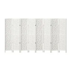 Artiss 8 Panel Room Divider Screen 325x170cm Clover White - Pine Wood, Non-Woven Fabric, Foldable, Eco-Friendly Paint