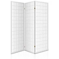 Artiss 3 Panel Room Divider Screen White 131x179cm Solid Pine Wood, Foldable, Eco-Friendly, Non-Woven Fabric