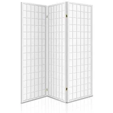 Artiss 3 Panel Room Divider Screen White 131x179cm Solid Pine Wood, Foldable, Eco-Friendly, Non-Woven Fabric
