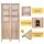 Artiss 4 Panel Folding Room Divider with 12 Rotatable Photo Frames Natural Solid Wood Privacy Screen Partition