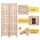 Artiss 4 Panel Room Divider 170cm Natural Wooden Folding Privacy Screen with Geometric Lattice