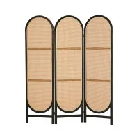 Artiss 3 Panel Room Divider Screen 151x180cm - Paulownia Wood & Rattan, Foldable Privacy Screen for Home & Office