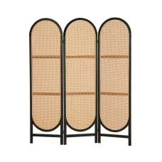 Artiss 3 Panel Room Divider Screen 151x180cm - Paulownia Wood & Rattan, Foldable Privacy Screen for Home & Office