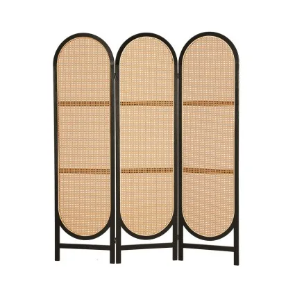 Artiss 3 Panel Room Divider Screen 151x180cm - Paulownia Wood & Rattan, Foldable Privacy Screen for Home & Office