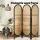 Artiss 3 Panel Room Divider Screen 151x180cm - Paulownia Wood & Rattan, Foldable Privacy Screen for Home & Office