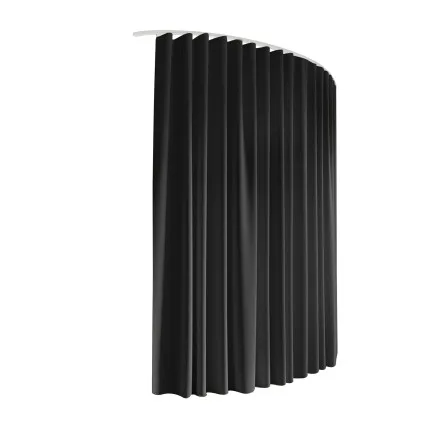 Artiss Black Ceiling Mounted Room Divider with Bendable Track and 99% Blackout Curtain 254cm x 213cm