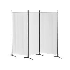 Artiss 3 Panel Room Divider 260x180cm - White Fabric, Foldable, Lightweight, Metal Frame, Home & Office Privacy Screen