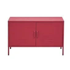 ArtissIn Buffet Sideboard, Cold Rolled Steel, Pink, 100x40x64cm - Modern Storage Cabinet with Adjustable Shelf