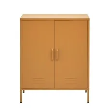 ArtissIn Artiss Buffet Sideboard Metal Cabinet, Yellow, 80x40x101.5cm - Modern Storage Solution, Versatile Design