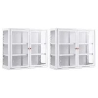 Artiss Buffet Cabinet Sideboards 60cm Glass Display Storage White 10kg Per Shelf 2 Pack