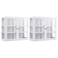 Artiss Buffet Cabinet Sideboards 60cm Glass Display Storage White 10kg Per Shelf 2 Pack