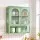 Artiss 60cm Wall Mounted Buffet Cabinet Fluted Glass Display Storage Adjustable Shelf Sage Green French Style