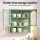 Artiss Wall Mounted Buffet Cabinet Set of 2 3-Tier Fluted Glass Storage Sage Green with Adjustable Shelf