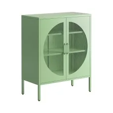 Artissin Elsa Buffet Sideboard Metal Storage Cabinet with Two Doors and Adjustable Shelves Light Green