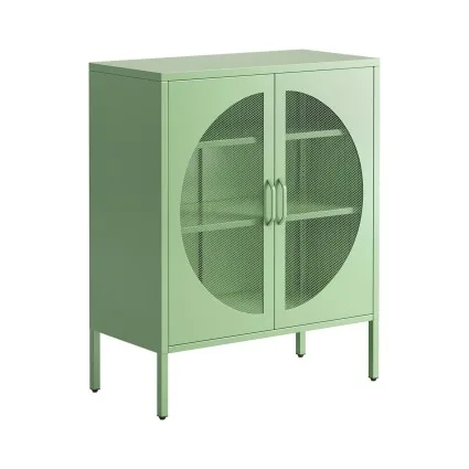 Artissin Elsa Buffet Sideboard Metal Storage Cabinet with Two Doors and Adjustable Shelves Light Green
