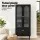 Artiss Lency 2x Buffet Sideboard 5-Tier Fluted Black Storage Cabinets with Drawers and Anti-Tip Kit Set