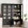 Artiss Lency 2x Buffet Sideboard 5-Tier Fluted Black Storage Cabinets with Drawers and Anti-Tip Kit Set