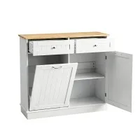 Artiss Buffet Sideboard Cabinet with Tilt‑Out 54L Bin Holder Smooth Drawers Adjustable Side Cabinet White Pine
