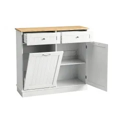 Artiss Buffet Sideboard Cabinet with Tilt‑Out 54L Bin Holder Smooth Drawers Adjustable Side Cabinet White Pine