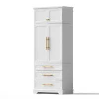 Artiss Buffet Pantry Cabinet 2 Cabinets 3 Drawers 8 Door Shelves Adjustable Hamptons Shaker Design White