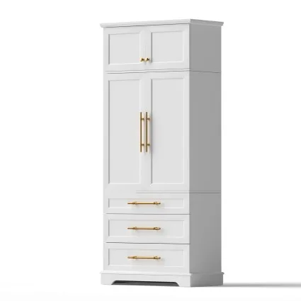 Artiss Buffet Pantry Cabinet 2 Cabinets 3 Drawers 8 Door Shelves Adjustable Hamptons Shaker Design White