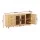 Artiss 150CM Pine Buffet Sideboard Cabinet - Faux Drawers, Glass Doors, Adjustable Shelves, Metal Knobs, Anti-Tip Kit