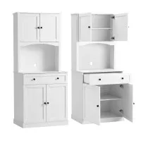 Artiss Beini Buffet Sideboard Hutch Pantry Cabinet 180cm High White Melamine Storage Unit Set of 2