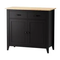 Artiss 90cm Buffet Sideboard Storage Cabinet with 2 Drawers and Wood-Look Tabletop Black