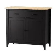 Artiss 90cm Buffet Sideboard Storage Cabinet with 2 Drawers and Wood-Look Tabletop Black