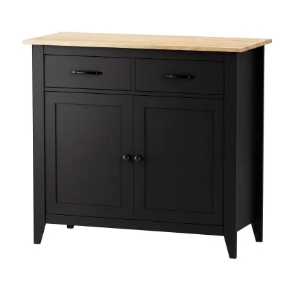 Artiss 90cm Buffet Sideboard Storage Cabinet with 2 Drawers and Wood-Look Tabletop Black