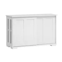Artiss Buffet Sideboard, Particle Board, White, 99x33x63cm - Sleek Sliding Doors, Ample Storage, Sturdy Design