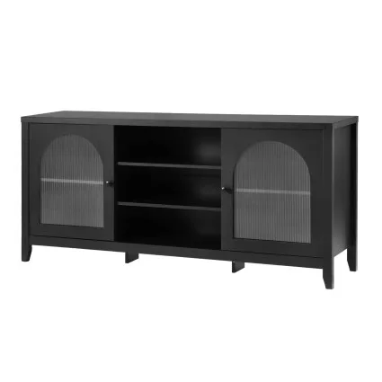 Artiss Buffet Sideboard, Particle Board, 160cm x 39cm x 76cm, Black, Adjustable Shelves, Modern Dining Storage