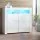 Artiss Buffet Sideboard, Particle Board, White, 107.5x35x97.5cm, LED Lighting, High-Gloss Finish, Modern Design