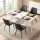 Artiss 5pc Foldable Dining Set Gateleg Table with 2 Drawers and 4 PU Leather Chairs Black White 150cm