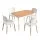Artiss 5PCS Drop‑Leaf Dining Table and 4 Chairs Set 75–110cm Semi‑Circle Pine White Compact Dining Room