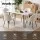Artiss 5-Piece Dining Set 150cm Marble Effect Table with 4 White Sherpa Chairs Thick 25mm Top Metal Legs