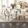 Artiss 5-Piece Dining Table and Chairs Set 150cm Marble Effect White Table with 4 Sherpa Chairs 25mm Top