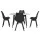 Artiss Marble Finish Dining Set: Round Table & 4 Black Chairs, Modern Design, Sturdy Metal Legs, Easy Assembly