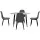 Artiss 5-Piece Dining Set, Round Marble Finish Table 110cm with 4 Velvet Grey Chairs, Metal Legs, Modern Style