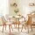 Artiss 5PCS Round Dining Table and 4 PU Leather Chairs Set 108cm White Nordic Pine Beech Design 5PCS
