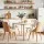 Artiss 5PCS Round Dining Table and 4 PU Leather Chairs Set 108cm White Nordic Pine Beech Design 5PCS